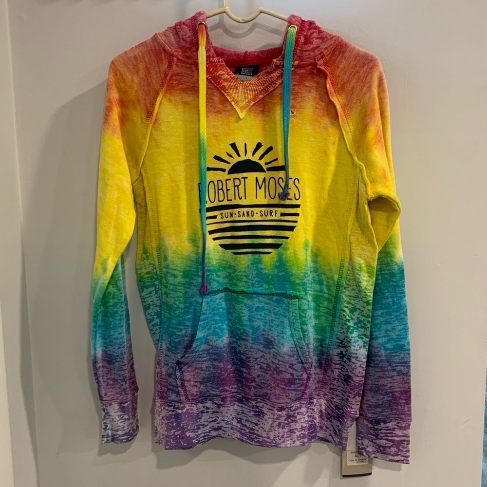 Robert Moses Beach Long Island MV Sport Multicolor Tie Dye Striped Hoodie